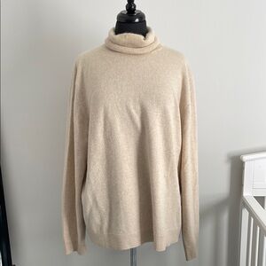 Lands' End Cream Cashmere Turtleneck Sweater size large